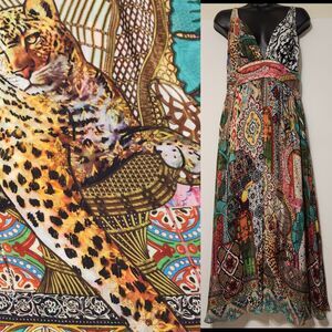 Farm Rio Leopard Goddess Long Dress SZ XS